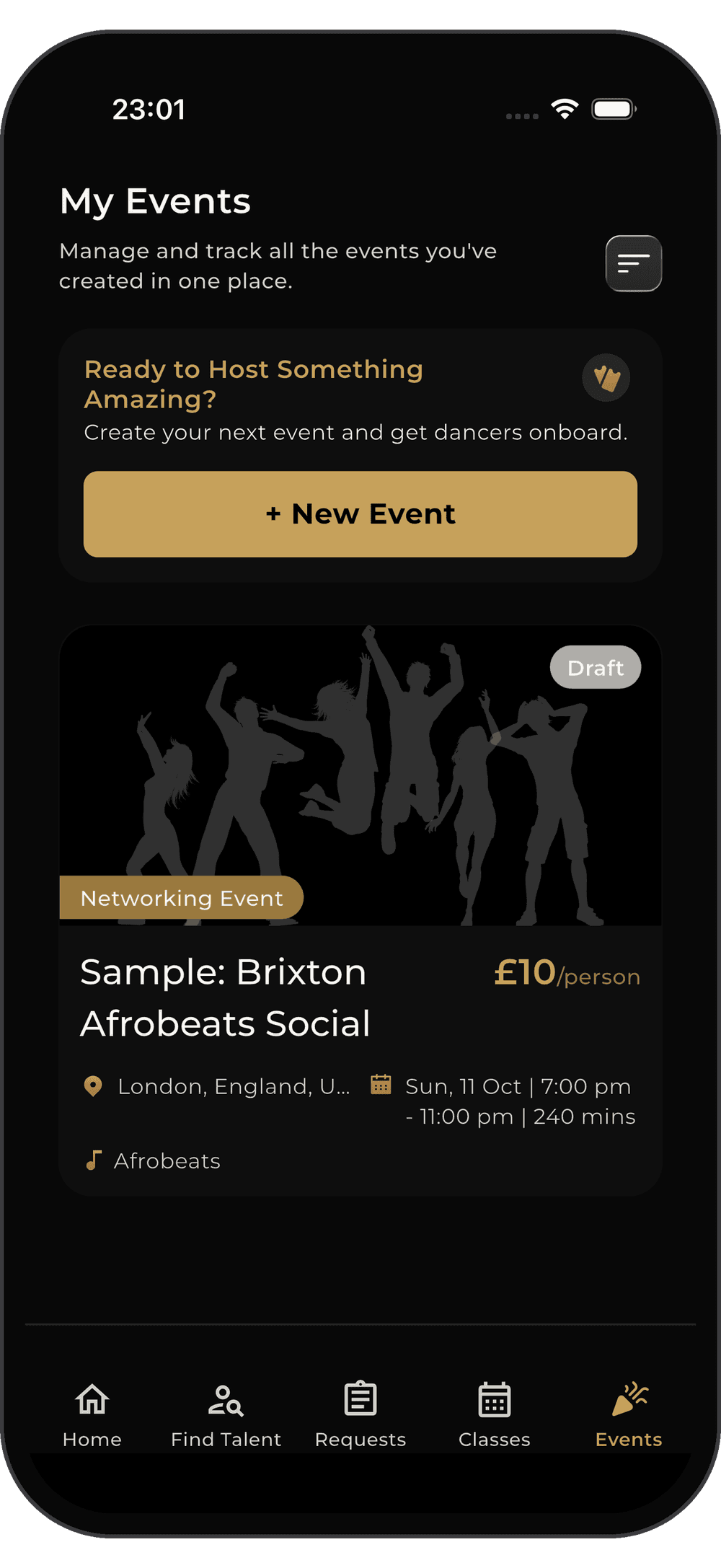 My Events: manage the events you've created