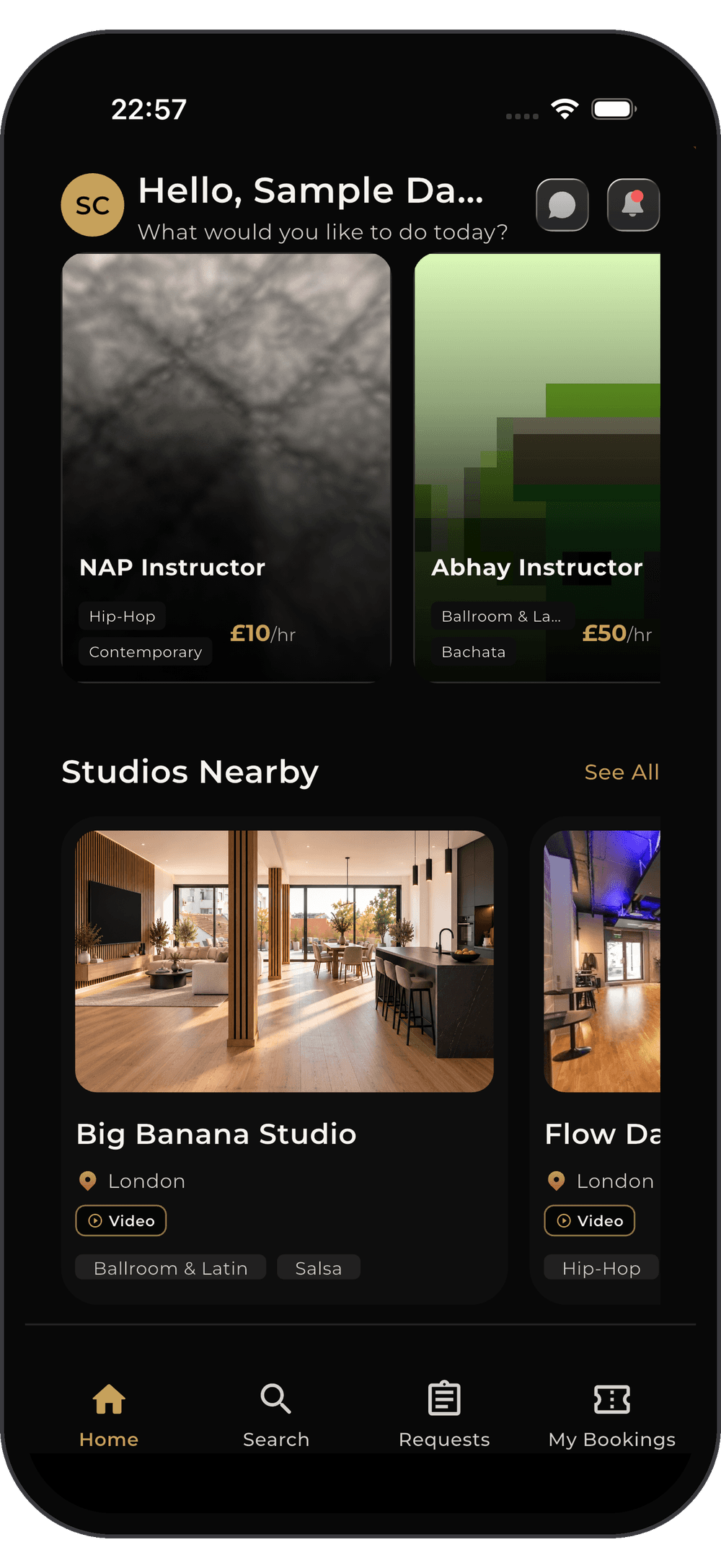 Home: instructors and studios nearby