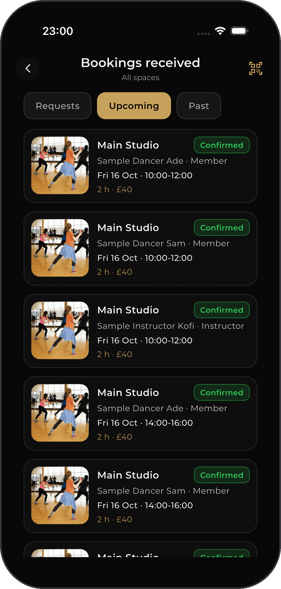 FDC One Studio Hire: bookings received
